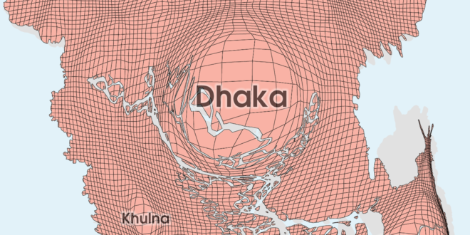 Bangladesh Gridded Population Cartogram
