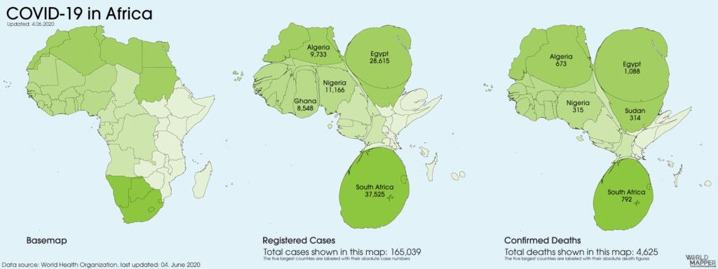 Covid-19/Coronavirus: Map of cases and deaths in Africa