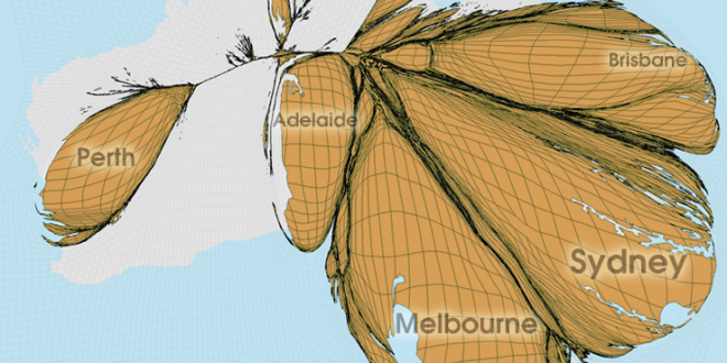 Gridded Population Cartogram Australia