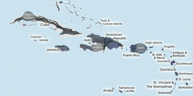 Gridded Population Cartogram The Caribbean