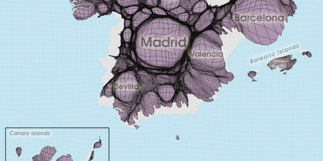 Gridded Population Cartogram Spain