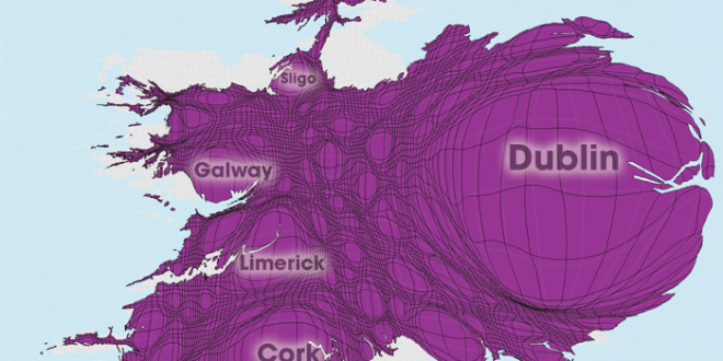 Gridded Population Cartogram Ireland