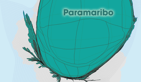 Gridded Population Cartogram Suriname